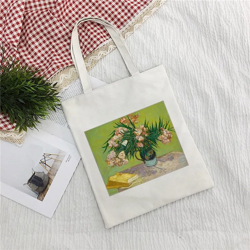 

Art oil painting Women Canvas Shoulder Bag Harajuku female Tote Bag Fashion Foldable Shopping Handbag Ladies Shopper Bag 2021