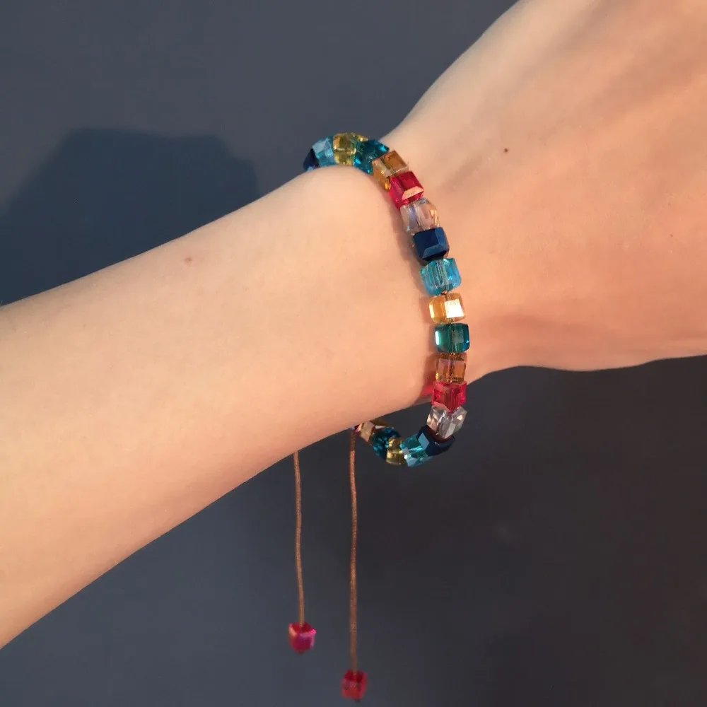 Rinhoo модный браслет с бусинами из кристаллов красочные стеклянные бусины регулируемый браслет украшение для женщин ручной работы браслет ювелирные изделия подарок