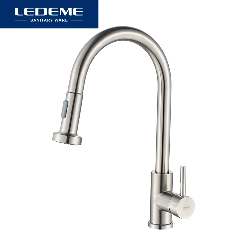 LEDEME Faucet L76005-1 Смеситель для кухни c выдвижной лейкой Материал: Нержавеющая сталь