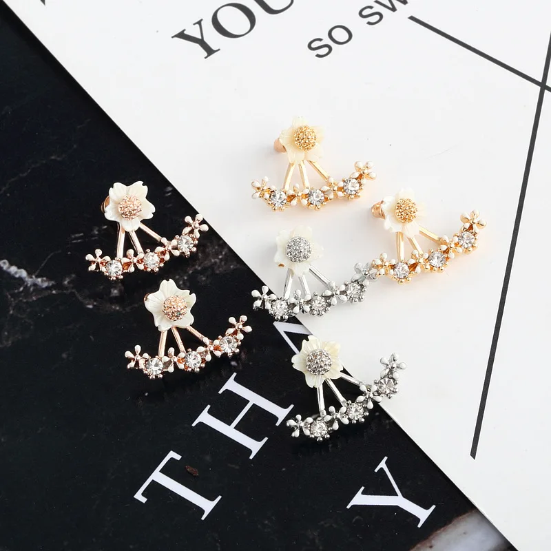 Женские серьги с цветком модные геометрические золотого/серебряного цвета в