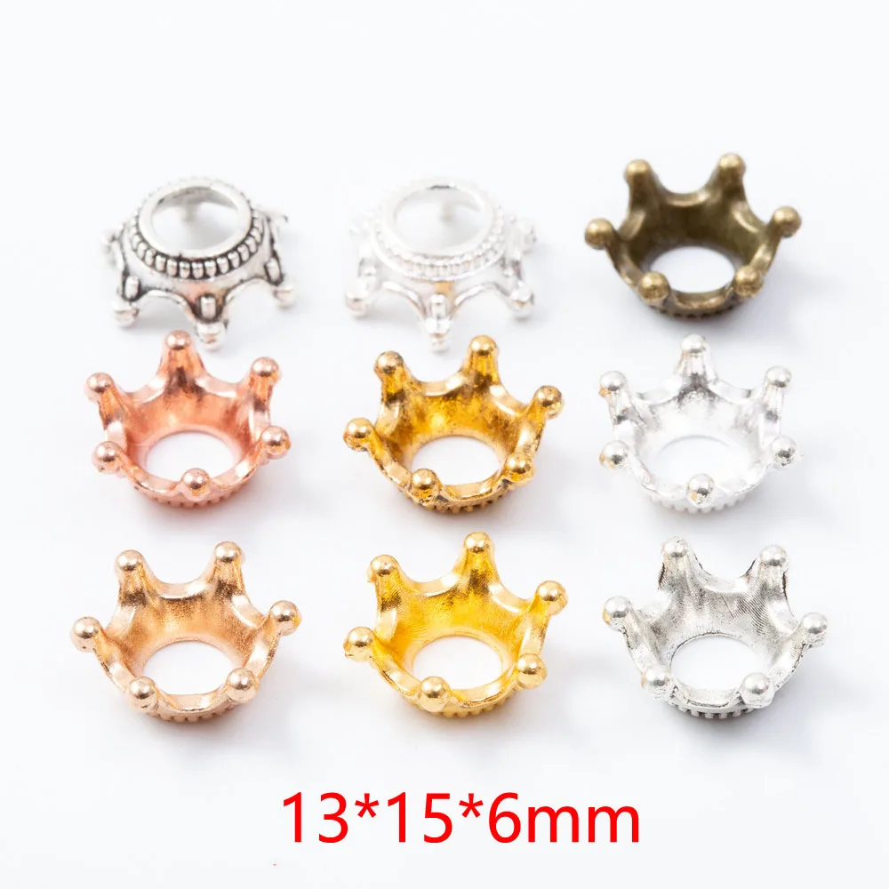 

20 PCS/lot Diameter 6mm Crown Spacer Beads Gold Color Antique Silver Color DIY Jewelry Charm Bracelet Charms