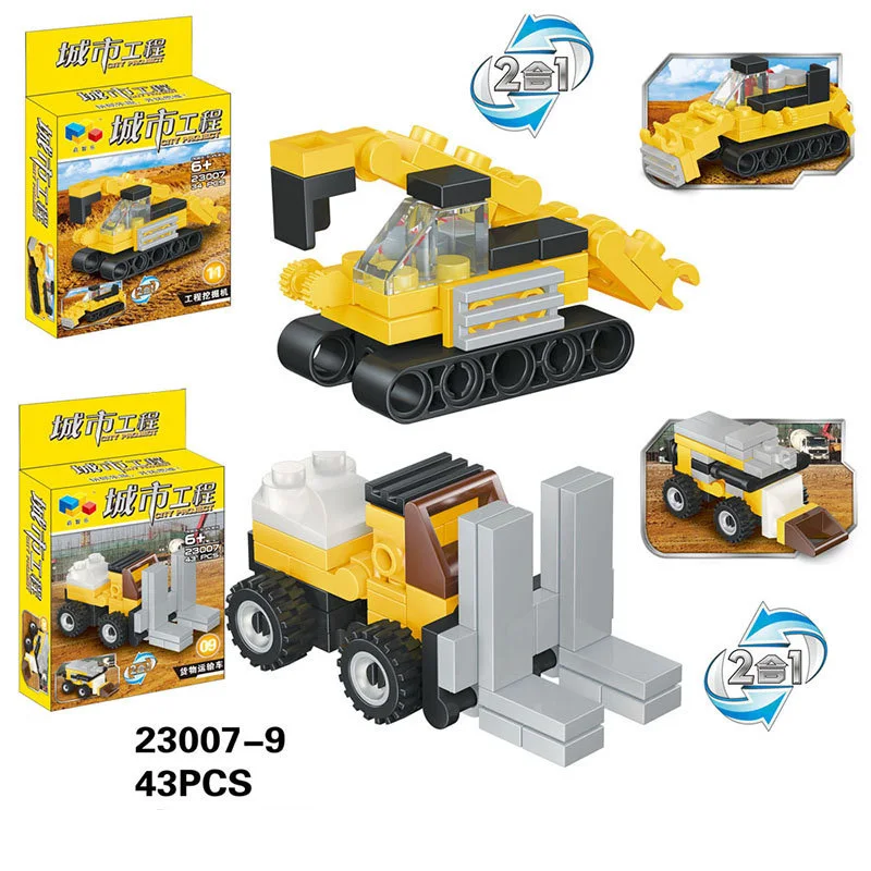 New 12 In 1 City Project Series Engineering vehicle Car Model DIY Building Blocks Enlighten Learning Brick Toy For Children | Игрушки и