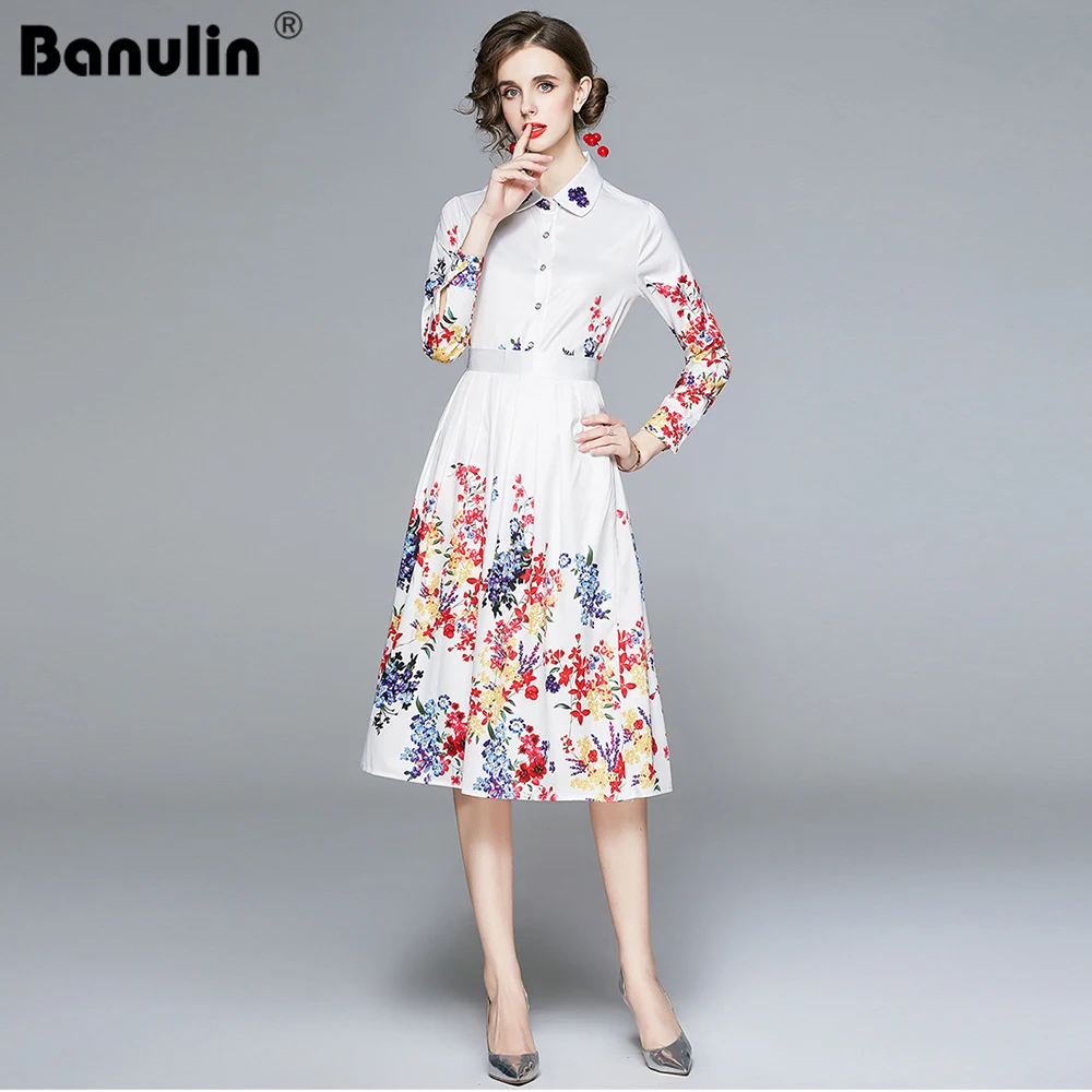 

Runway Skirt 2 Piece Sets Womens Outfits Women Long Sleeve Floral Blouses Shirts and A-Line Midi Pleated Skirt Two Piece Sets