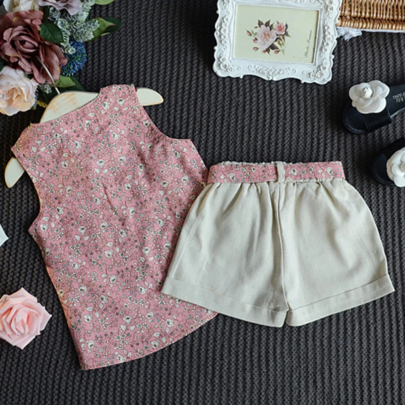 

2020 Fashion Chlidren Clothing Sets Fashion Kids Lovely Doll tutu Sleeveless T-shirt+Short 2Pcs Babygirl Clothes