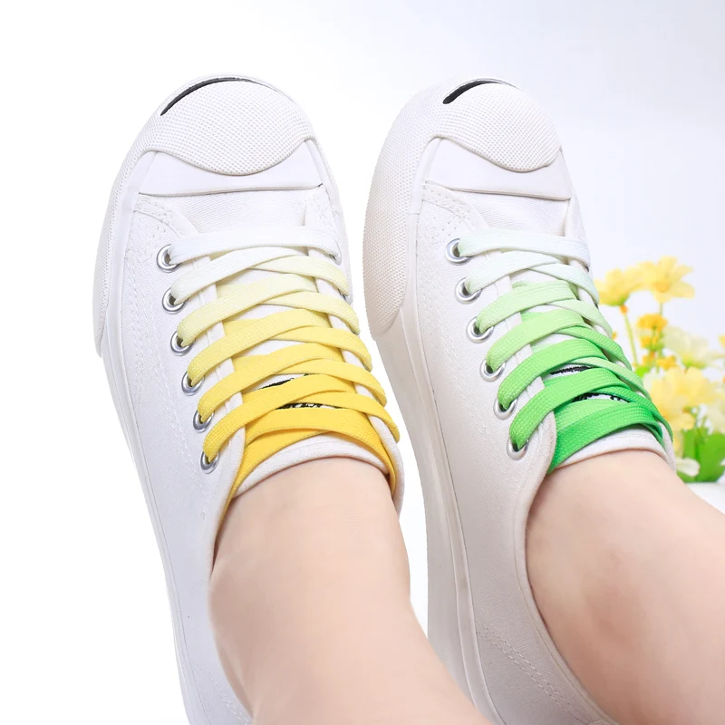 1 Pair Colorful Shoelaces Candy Gradient Party Camping Boots Shoe Laces Canvas Strings Camping Silk Shoelace 90/120CM Length