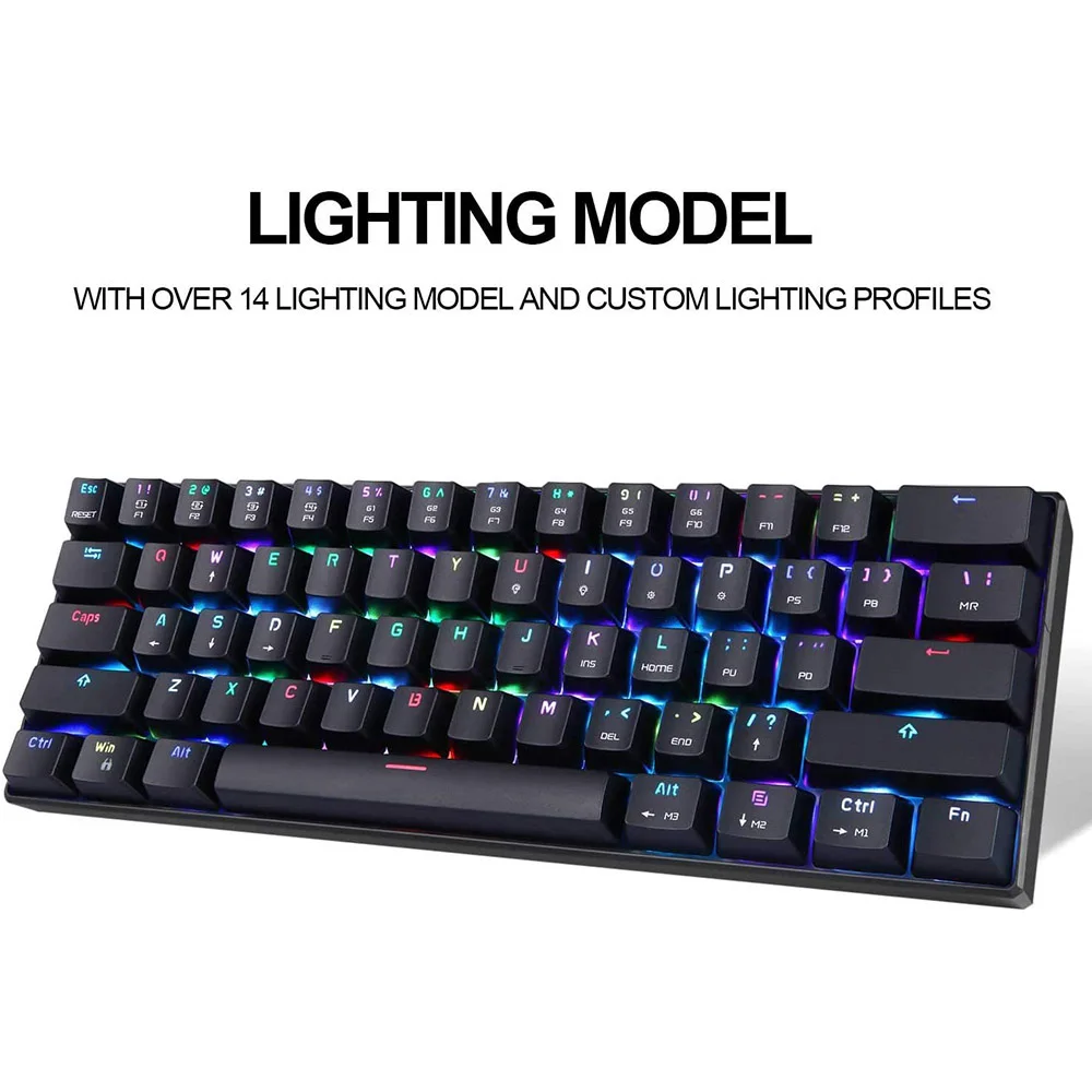 

CK61 Wired Keyboard Portable USB RGB LED Backlight 61 Keys Mechanical Gaming Keypad for Computer Gamer Home Office