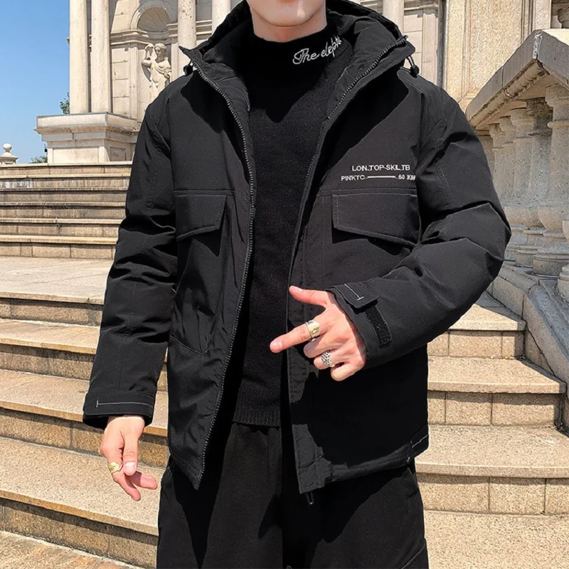 Men's Plus Size Casual Hooded Cotton-padded Jacket Korean Version of The Trend Plus Cotton Down Padded Jacket Winter Coat Men