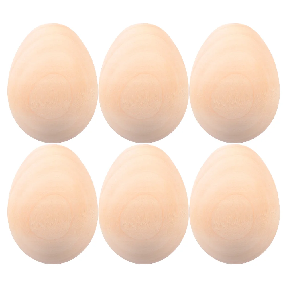 

6PCS Simulation DIY Graffiti Easter Egg DIY Wooden Hand-painted Egg Plaything