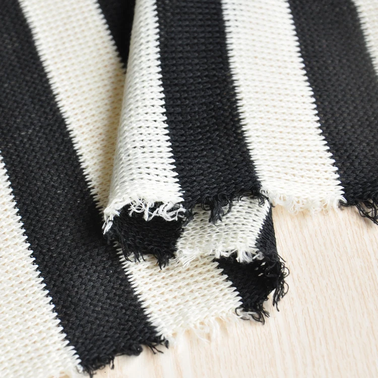 

Black White Striped Wool Thread Cloth DIY Autumn Winter Clothes Skirt Neckline Sleeves Making Scarf Fast Sewing Material Fabric