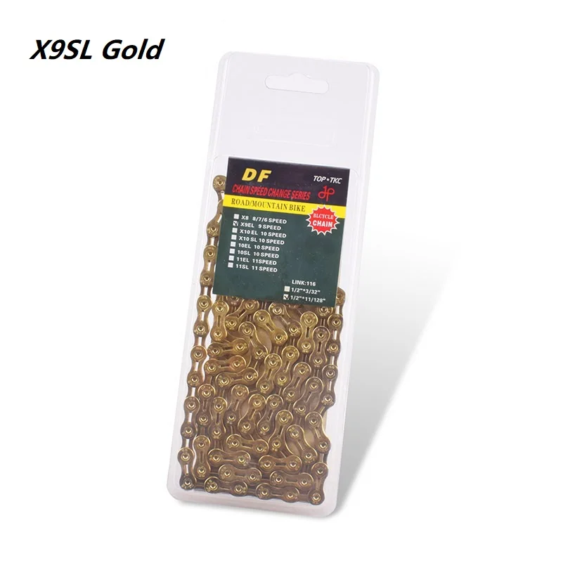 X9SL Gold 9S 10S 11 MTB дорожный велосипед переключения цепи; большие размеры 9, 10, 11, Скорость 116L Радуга золотая цепочка совместимый для Shimano и SRAM Кампаньолы - Цвет: X9SL Gold