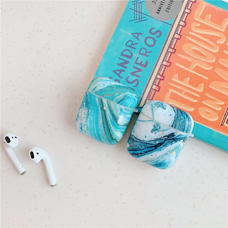Роскошный чехол с мраморной текстурой океанских волн для Apple Airpods, силиконовый защитный чехол для наушников с Bluetooth для Airpods Pro/2/1