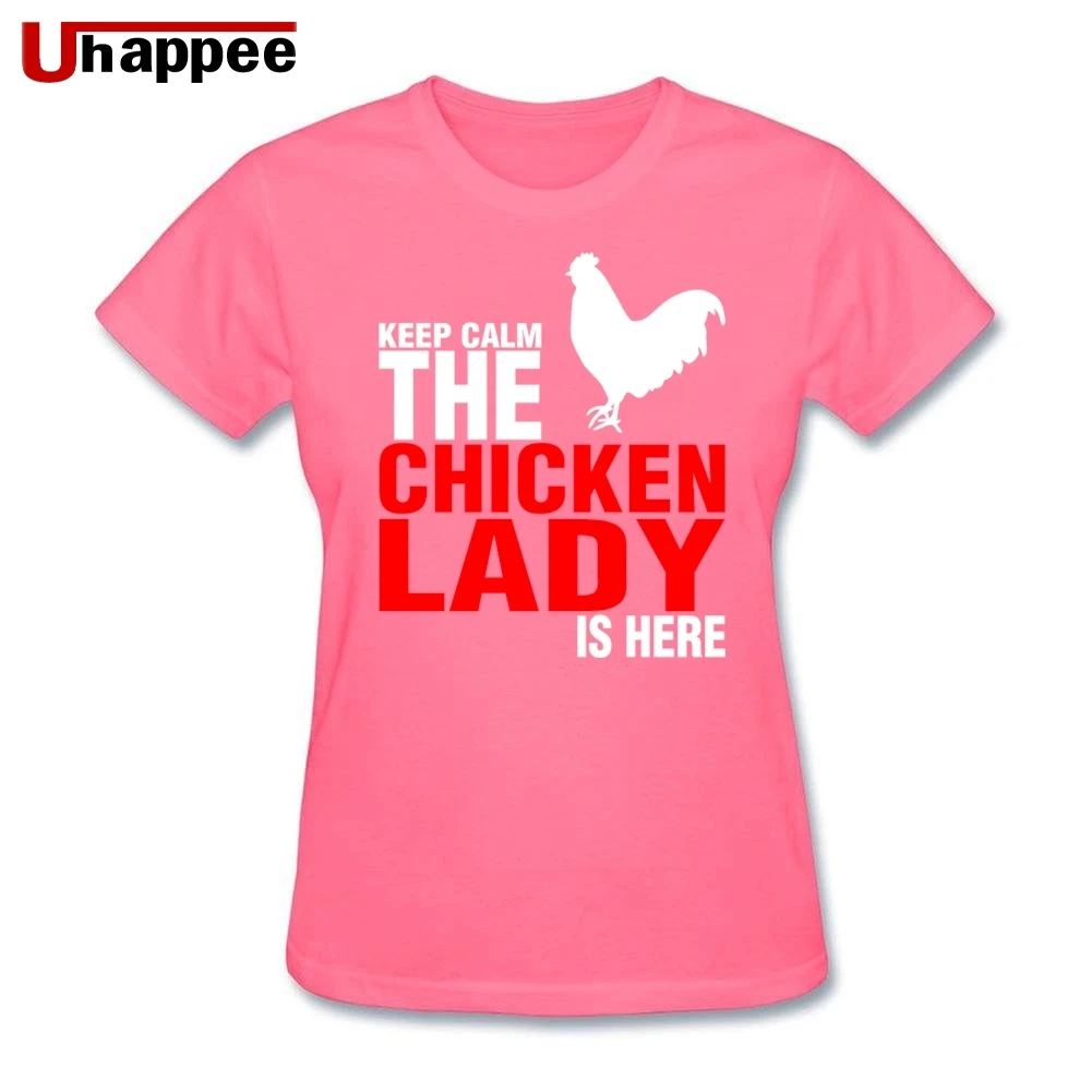 Keep Calm The Chicken Lady Is Here футболка женская дизайнерская белая с коротким рукавом на