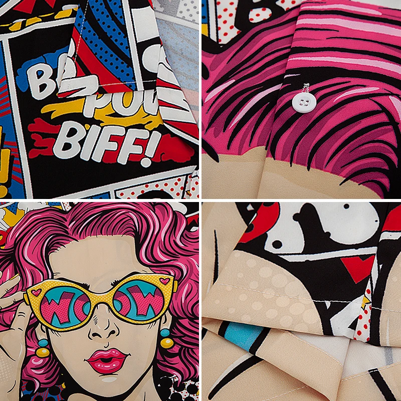 

Color Graffiti Women's Shirt Sandy Beach Fashion Blouses Harajuku Streetwear Clothing Summer 2021 Top Female Blusas Mujer Tunic