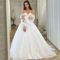 eightree sexy wedding dresses puff sleeve tulle princess bride dress 2022 applique a line elegant wedding evening gown plus size