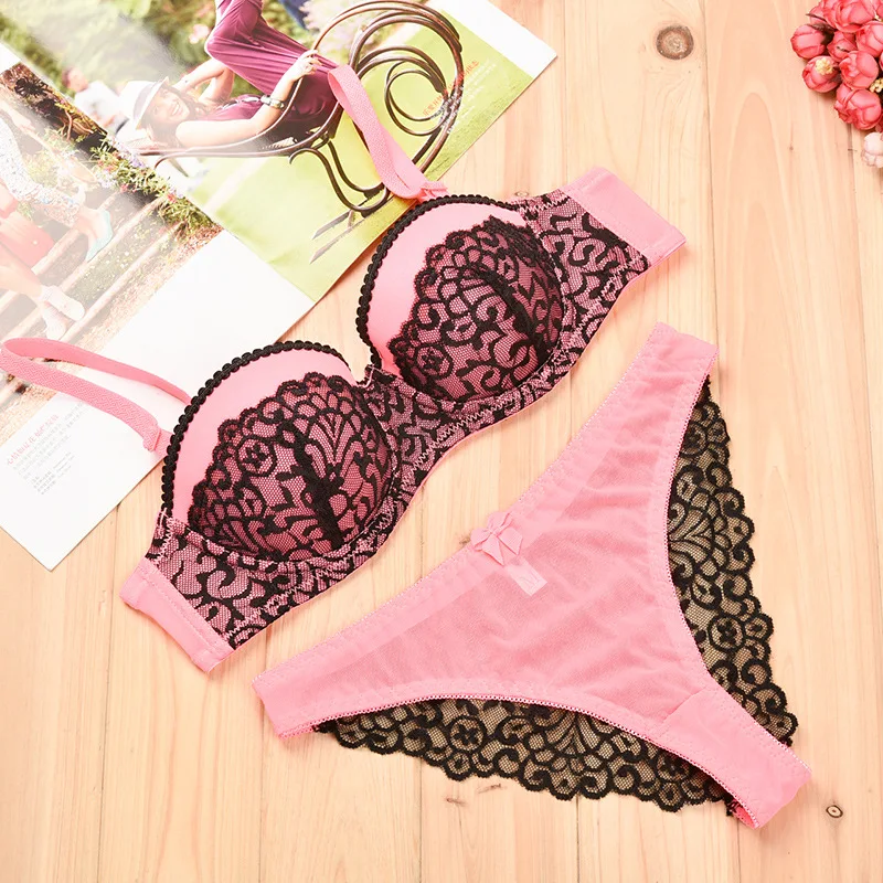 

Bra Sets Women's Cotton Lace Sexy Hot Soft Underwear Embroidery Breathable Push Up Adjustable Female Lingerie Set