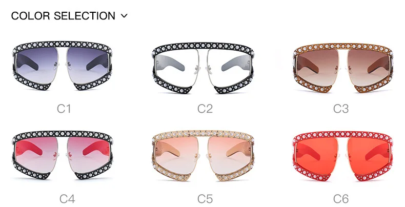 

UV400 Oversized Pearl Frame Goggle Sunglasses Women Shades Luxury 2019 Brand Designer Sunglasses Female UV400