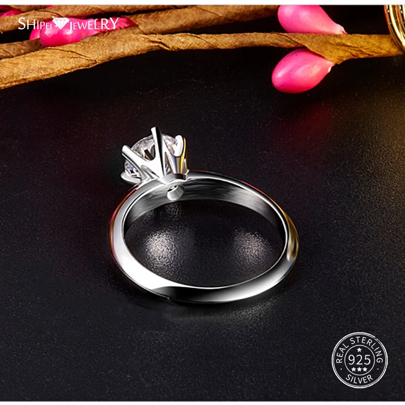 Женское Обручальное кольцо с белым сапфиром 2 карата из серебра 100% пробы|Кольца| |