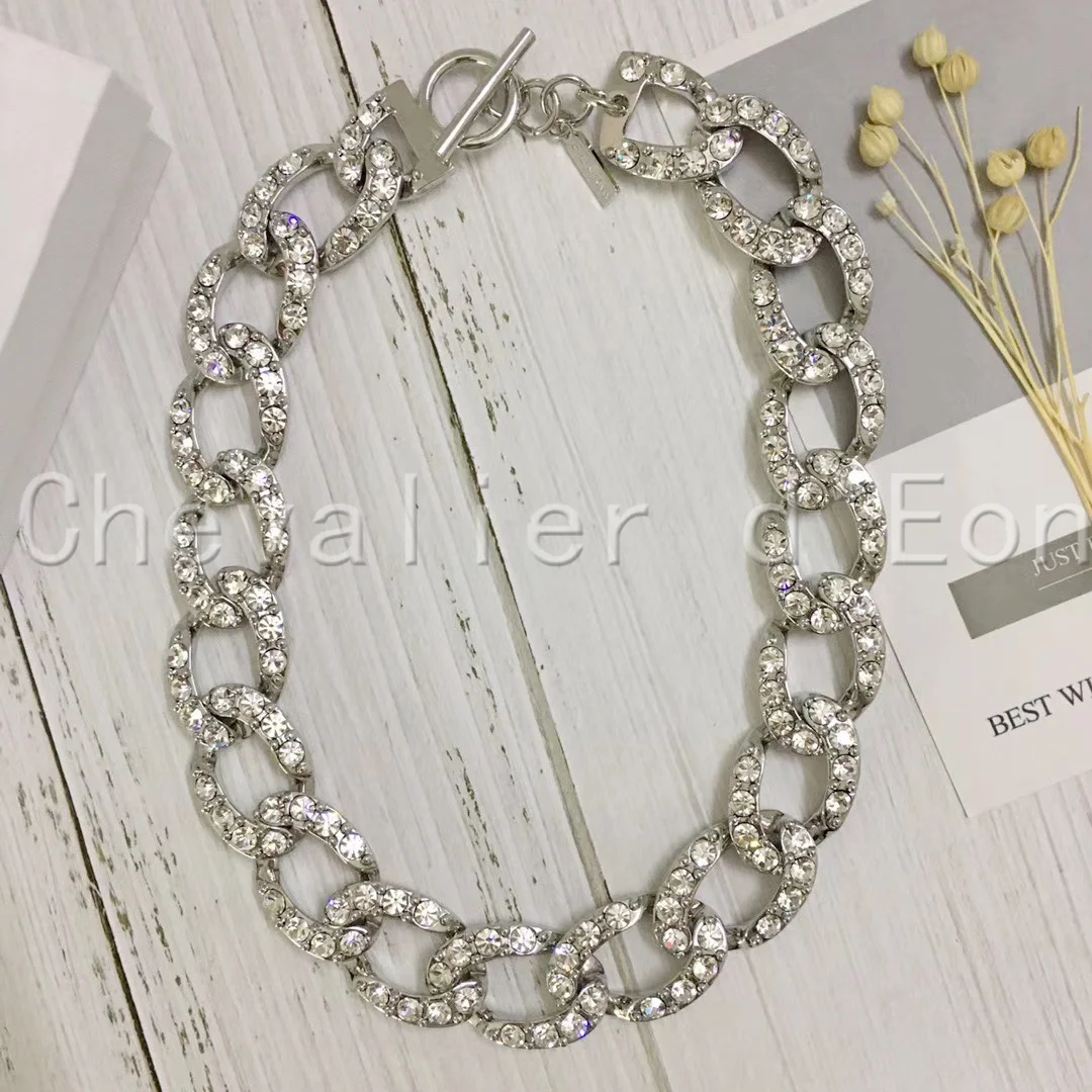 

Chevalier d'Eon Fashion Big Necklace For Women Silver Color Chunky Thick Choker Chain Necklaces Party Jewelry