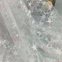 mesh lace fabric embroidery star gitter lace patchwork tutu dress skirt tulle wedding decoration 1yard 140cm