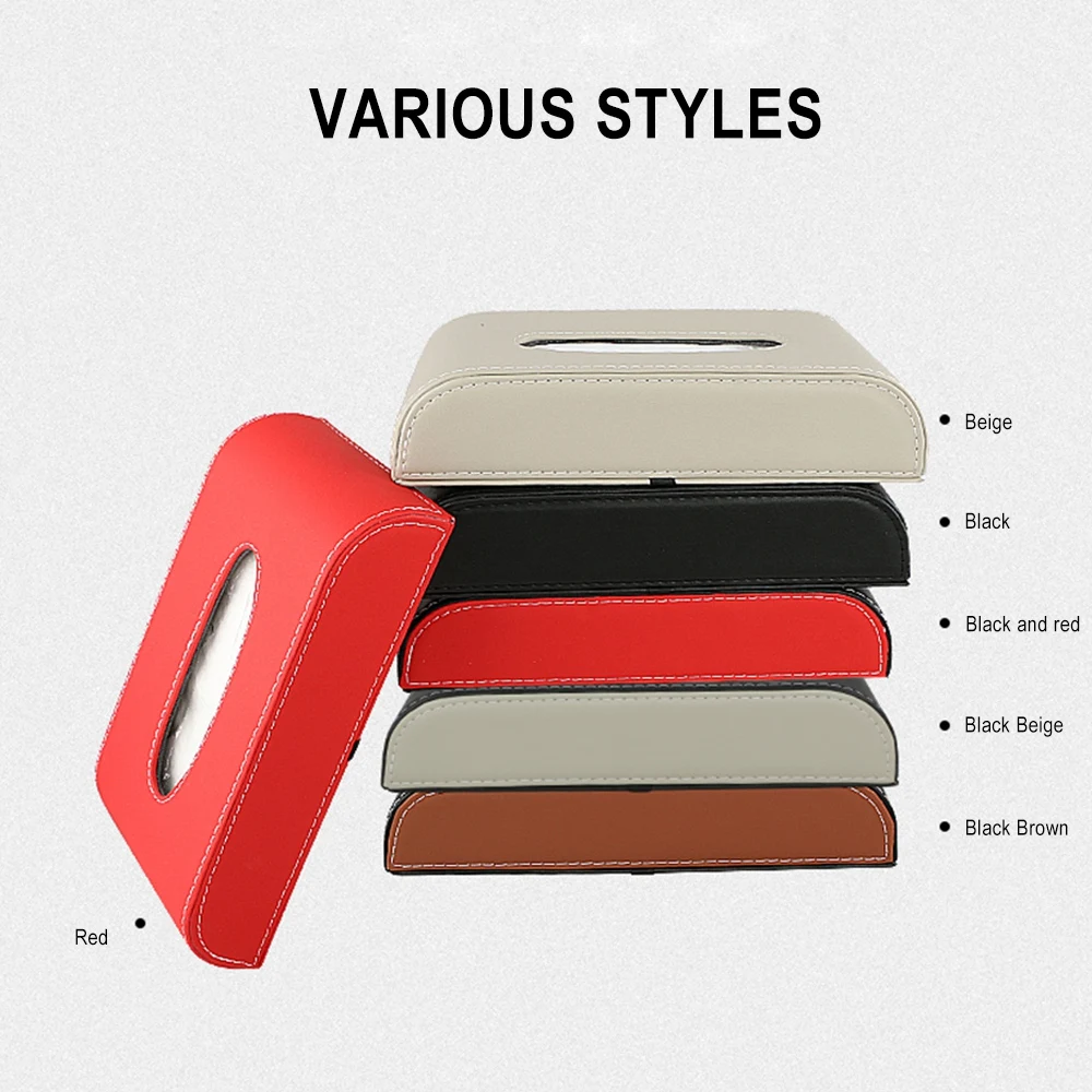 

Car Tissue Box Holder PU Leather Tissue Case Holder For Car Vehicle Visor Tissue Box Universal Auto Interior Storage Decoration