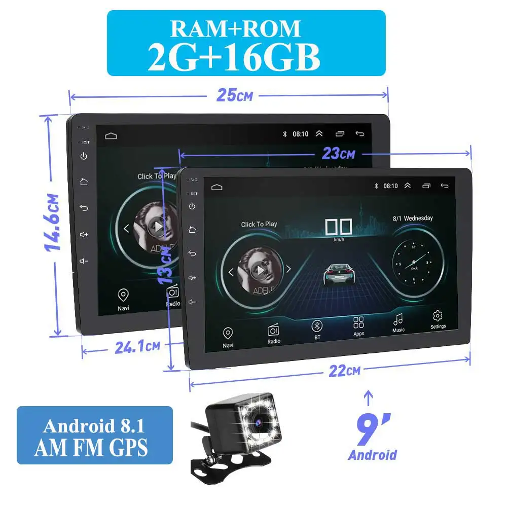 9 android 8 cam Android 9 gps навигация Авторадио 2+ 16 Гб мультимедийный плеер Bluetooth DSP FM AM 3g wifi OBD2 Универсальный 2Din автомобильный Радио для ford - Цвет: 9 android 8 cam