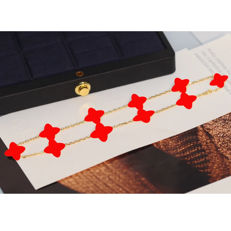 

Silver 925 jewelry ten flowers four-leaf clover necklace for women luxury charms elegant Chain fashion jewelry holiday gifts