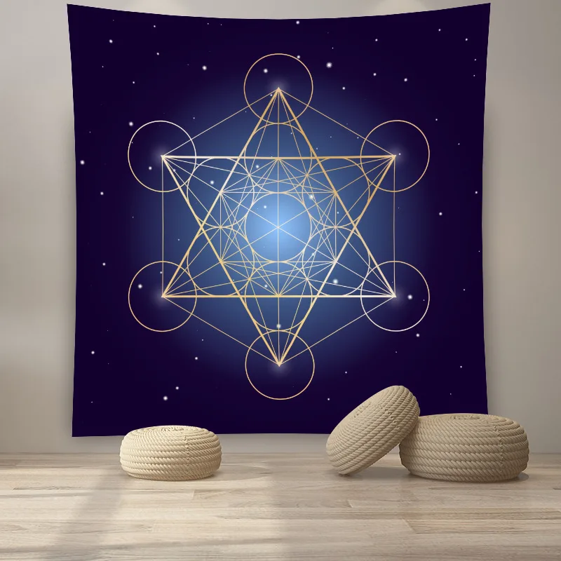 Фотофон Metatron психоделический гобелен настенный шестигранный Metatron's Cube ковер