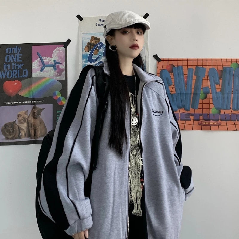 

Women Coat Francais Couple Spring Fall Winter Top Loose Streetwear Plus Size Outwear Oversized Men Thick Korean Baseball Jacket