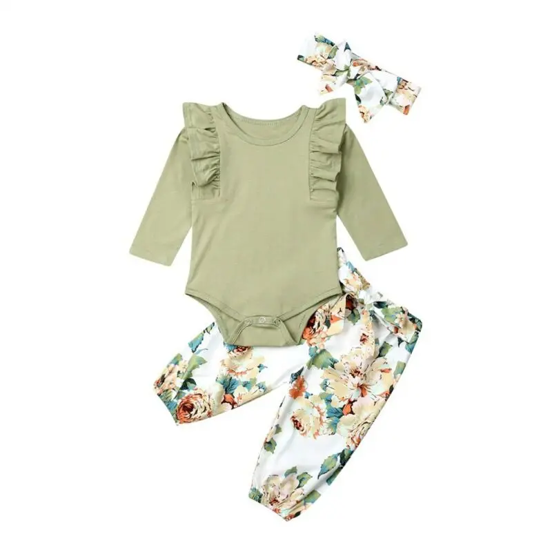 

AU 0-24M Newborn Infant Baby Girl Outfits Ruffle Romper Tops +Floral Pants Outfits Soft Cotton Clothes Set