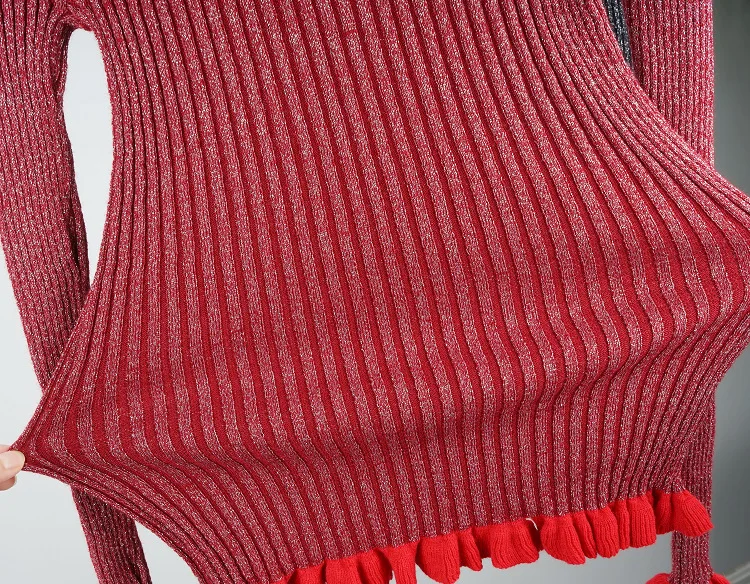 

Autumn Winter Women Knitwear Long Sleeve Solid Color Knitted Pullover Top