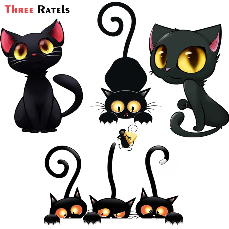 

A628 забавная Милая личность, черные большие глаза, ведьма, кот, Китти, животное, автомобильная наклейка из ПВХ, водонепроницаемая наклейка