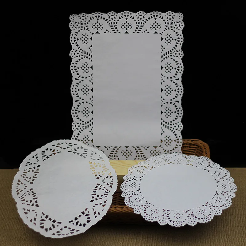 Round oval rectangular lace lace bottom pizza paper pad hollow out oil absorption of about 180 copies