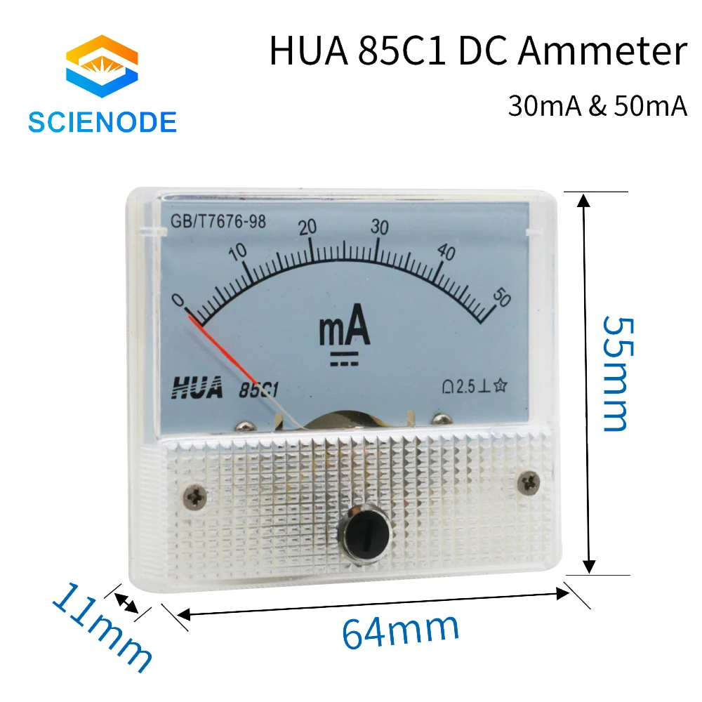 

Амперметр Scienode 30 мА 50 мА HUA 85C1 DC 0-30 мА 0-50 мА