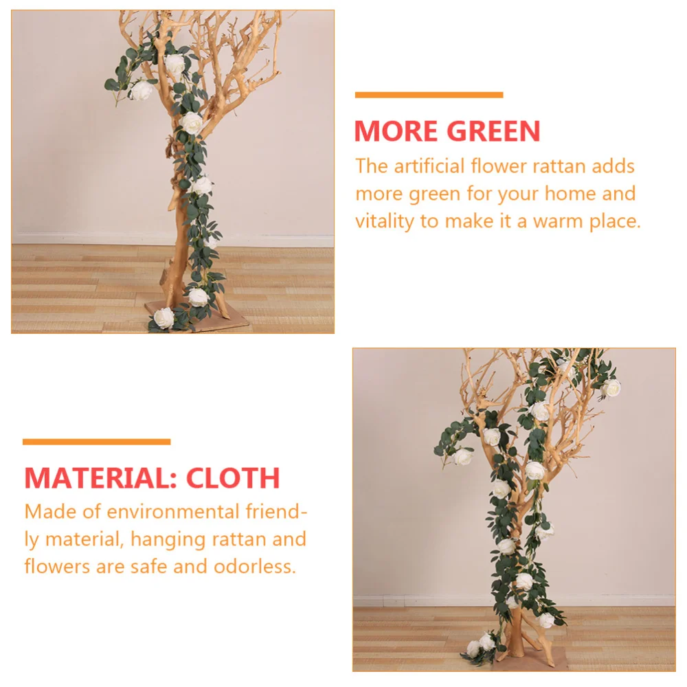 

1pc Simulation Rose Flower Rattan Decoration Green Leaf Vine Decor for Wedding