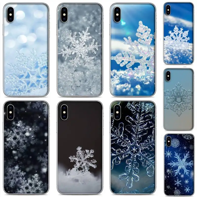 

Winter Snowfake Flowers Fashion Phone Case For Clear-Iphone 5 5s se 6 6s 7 8 11 12 X Xs Xr Pro Plus Max Mini Cover
