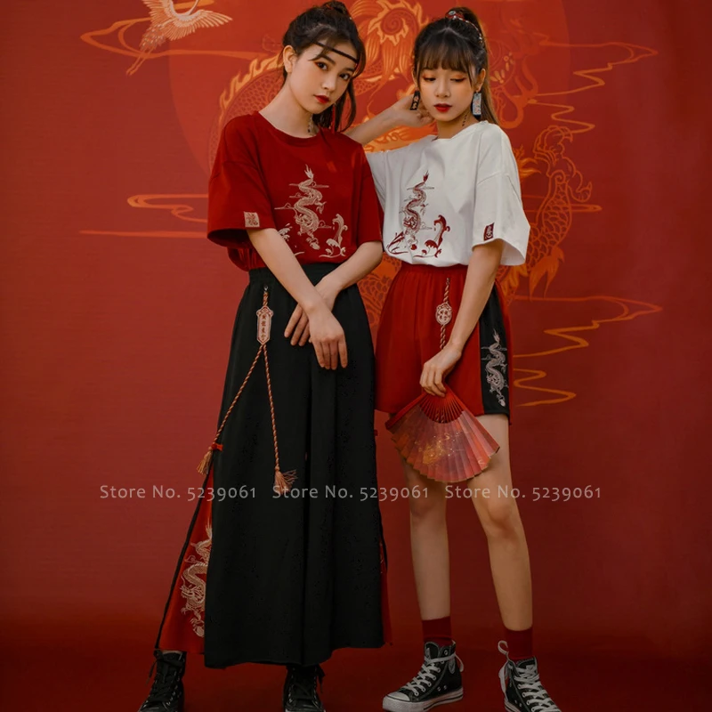 Японский Harajuku уличная одежда в китайском стиле Тан костюм для мужчин и женщин