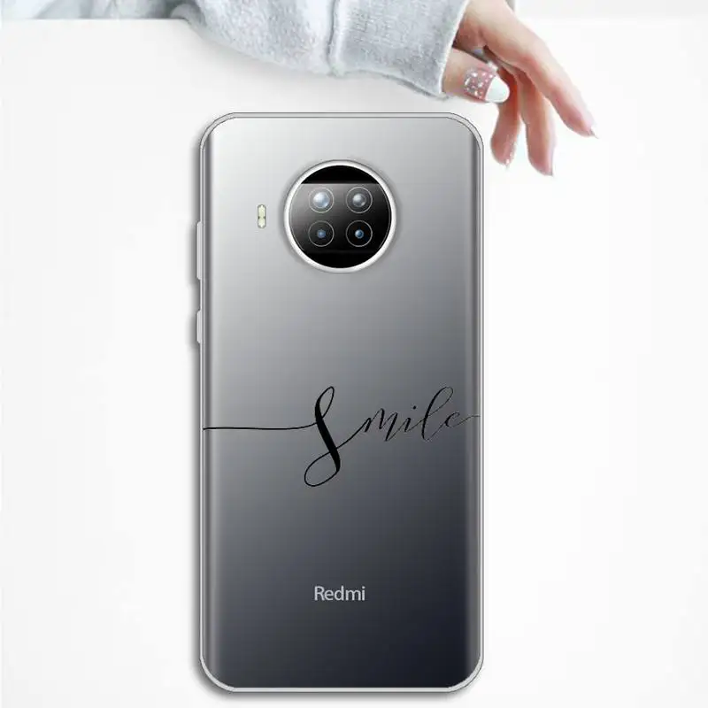 

Phone Case Transparent for Xiaomi mi Redmi note 10 t 8 9 pro lite 11 Samsung S 8 9 10 20 Love Heart Letter