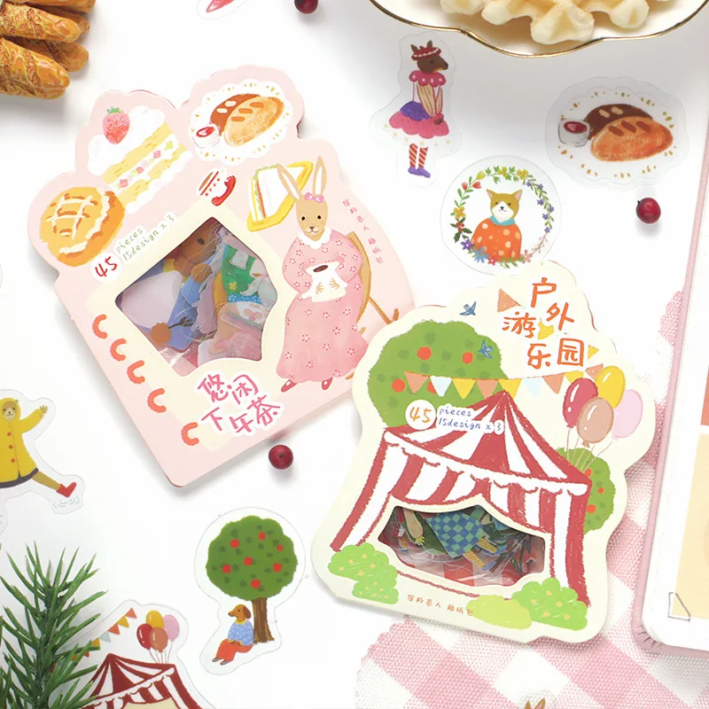 

45 pcs /Bag Cute Cartoon Animals Forest Story Decorative Stickers