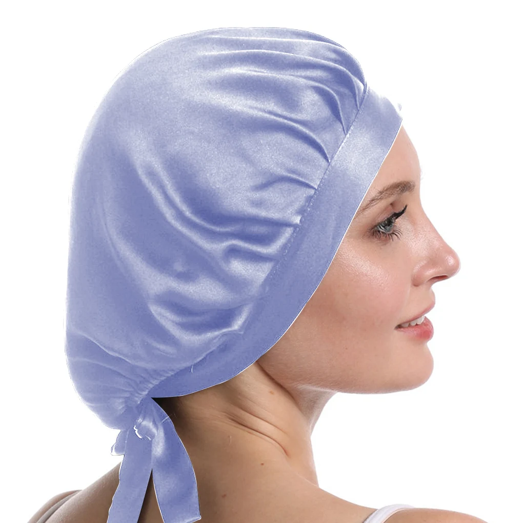 Mulberry Silk Nightcap Sleeping Cap Pure Hair Wrap Adjustable Elastic Band Beanie | Дом и сад