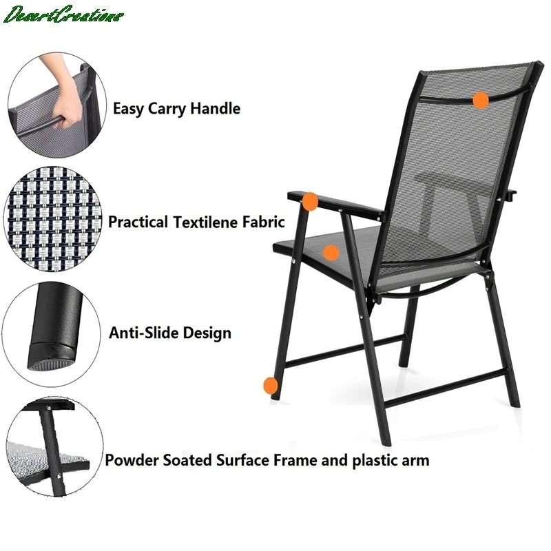 売却 4パックパティオ折りたたみ椅子ポータブル屋外のキャンプ、ビーチ、デッキダイニングチェア、パティオtextilene椅子のセット4