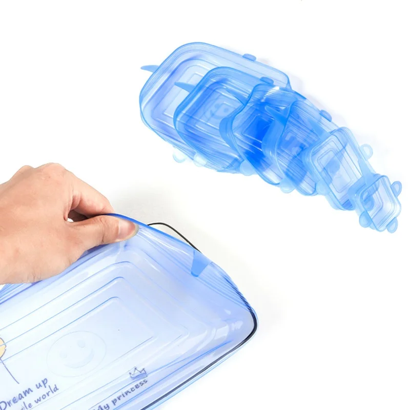 6 шт. многоразовые силиконовые Эластичные крышки универсальная крышка