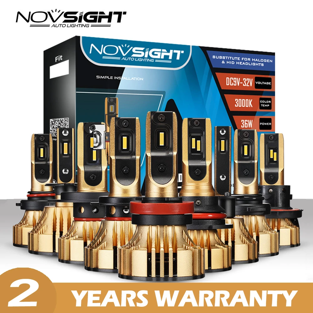 NOVSIGHT 3000K Автомобильные светодиодные лампы фар H7 Led H4 H1 H11 H3 H8 H9 H13 9005 лм 72 Вт фары 9006