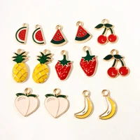 10pcs cute cartoon fruit enamel charms beads for jewelry making diy cherry strawberry earrings bracelet neacklace accessories