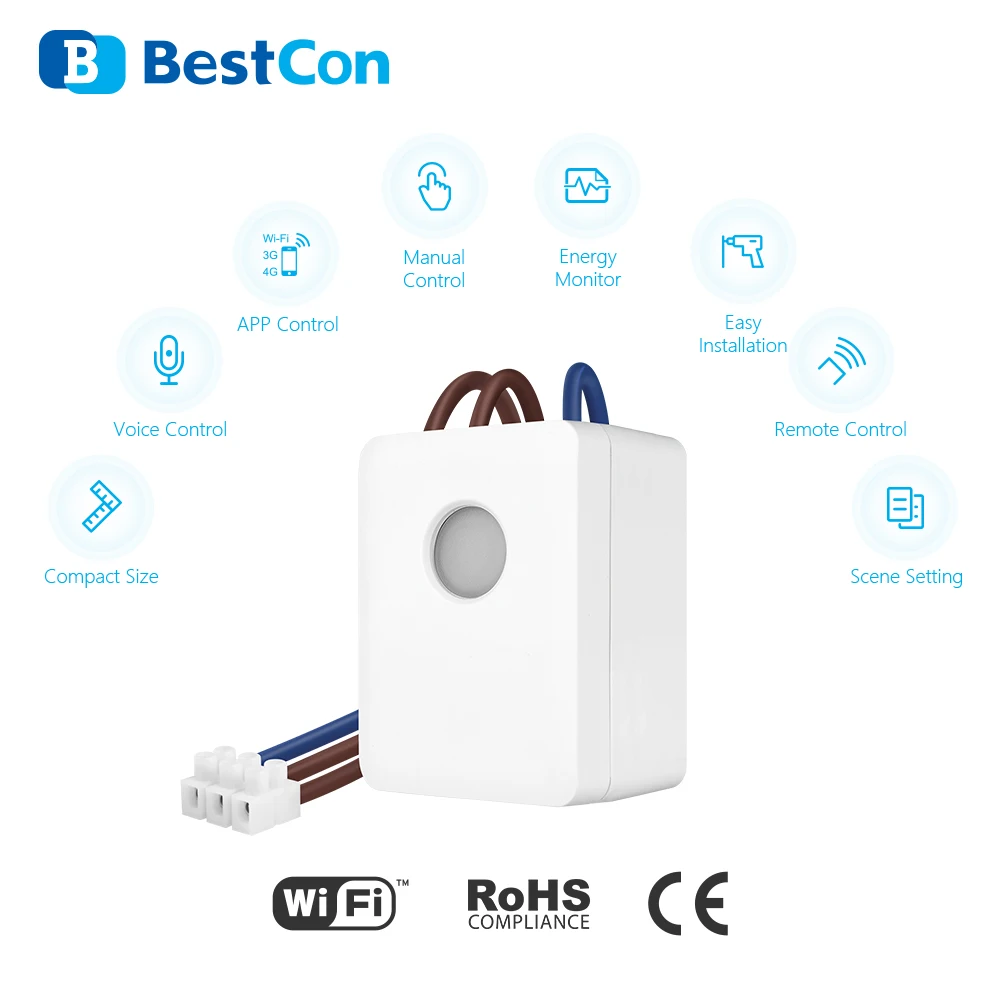 Беспроводной смарт-светильник BroadLink BestCon SCB1E 16 А работает с Alexa и Google Home |
