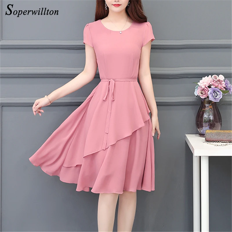 Платье женское шифоновое повседневное с коротким рукавом размера плюс пляжное