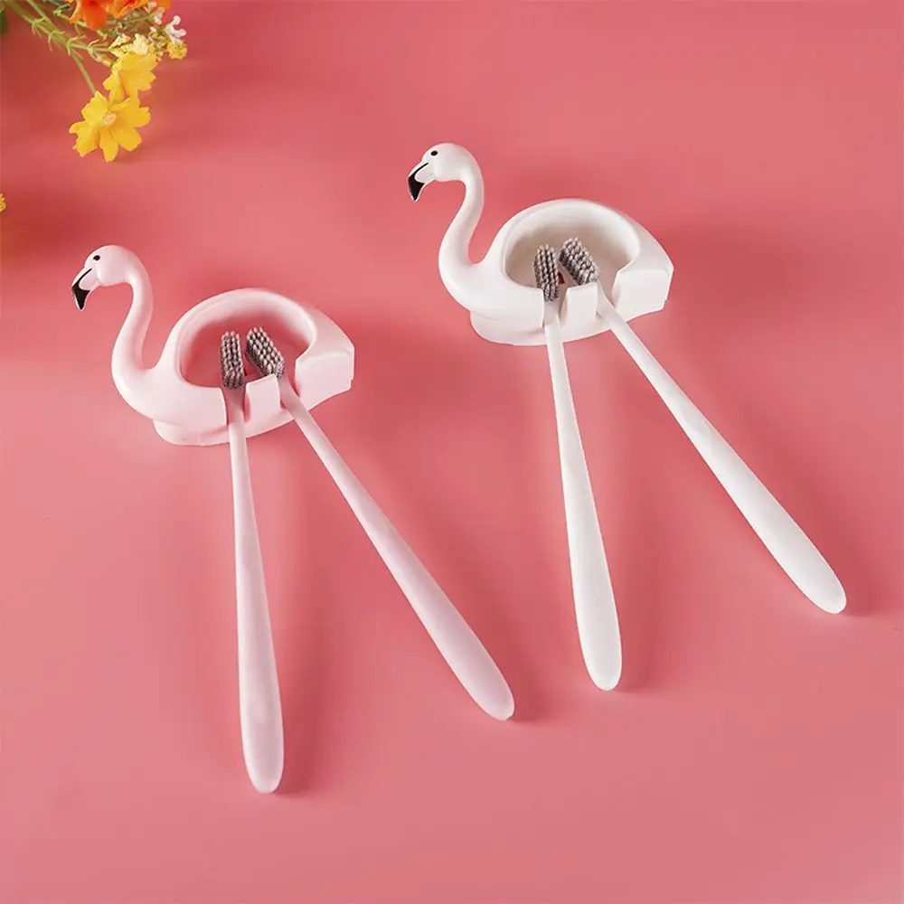 1pcs Cartoon Suction Cup Toothbrush Holder Flamingo Sucker 2 Position Hooks Bathroom Accessories Wall Mounted | Дом и сад