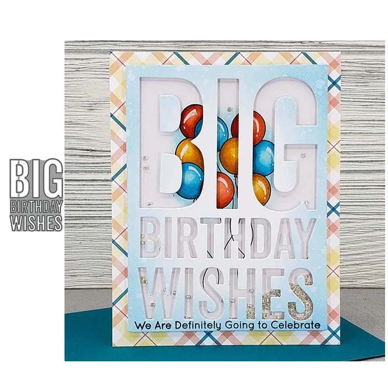 

BIG BIRTHDAY WISHES Letters Words Metal Cutting Dies Shape Scrapbooking Craft Die Cut Stencil Card Make Mould Sheet Decoration