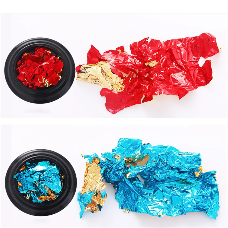 

8 Colors New Aluminum Nail Foils 3D Flake Sticker UV Gel Polish sparkling Colorful Glitter Full Cover Laser DIY Tools