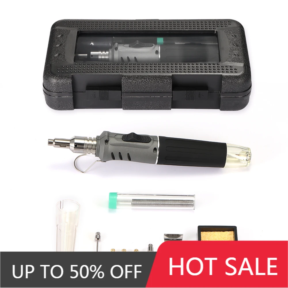 

10 in 1Gas Soldering Iron Welding Accessories Torch Heat Welder Tool Adjustable Temperature Universal Soldering Iron