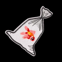 1 piece goldfish embroidered patches for clothes iron on garment applique diy accessory party decor animal fish patch